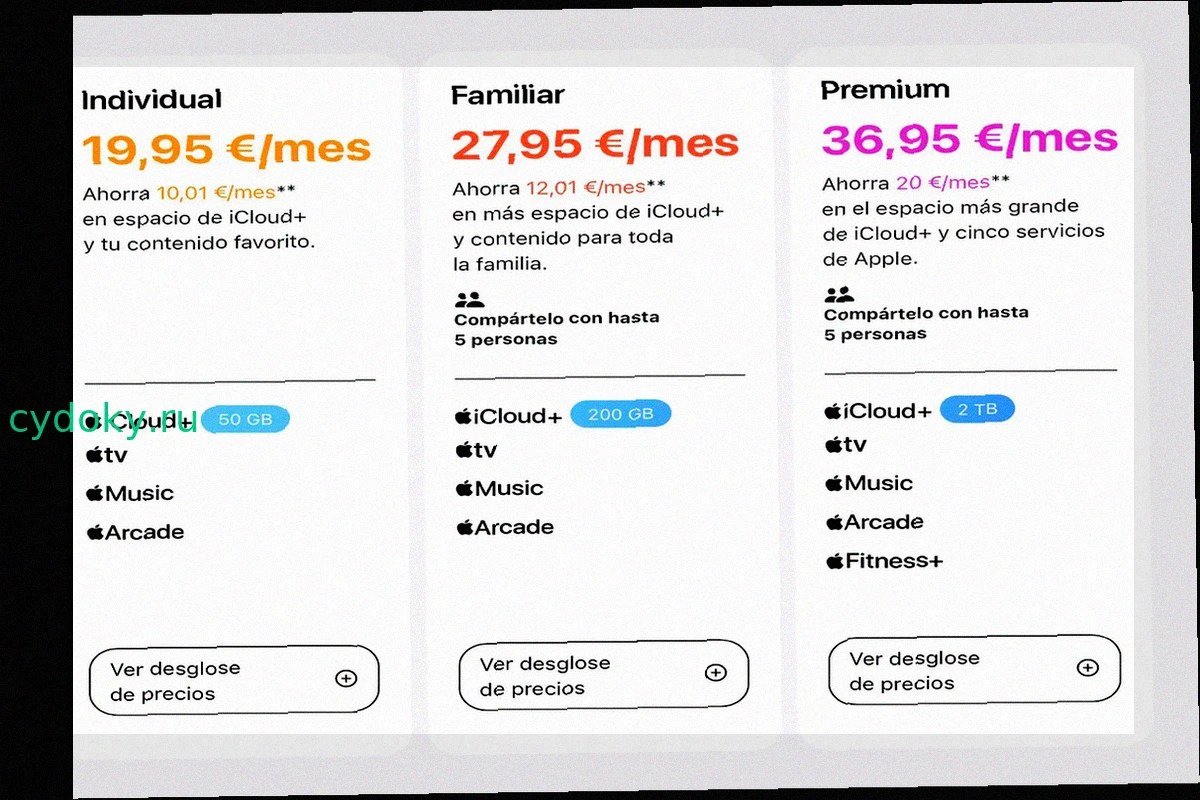Apple One дорожает в Испании: планы "Семейный" и "Премиум" теперь на 2 евро дороже